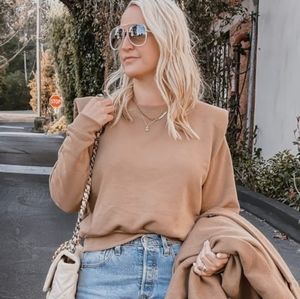 BLOGGER'S FAVORITE ° NWT Shoulder Pad Sweatshirt in Beige